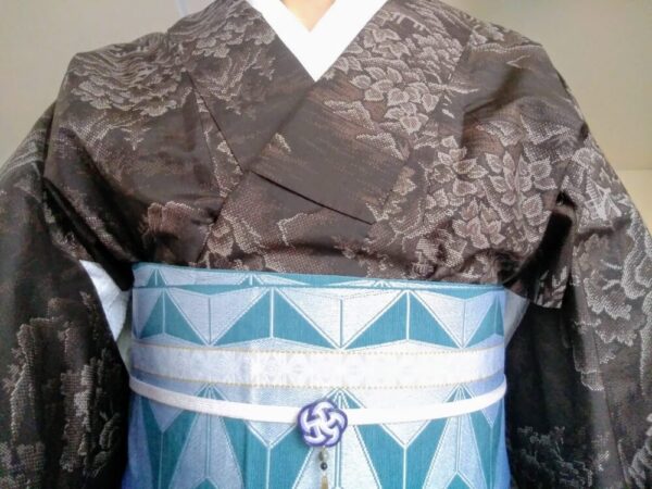 大島紬×博多織半幅帯